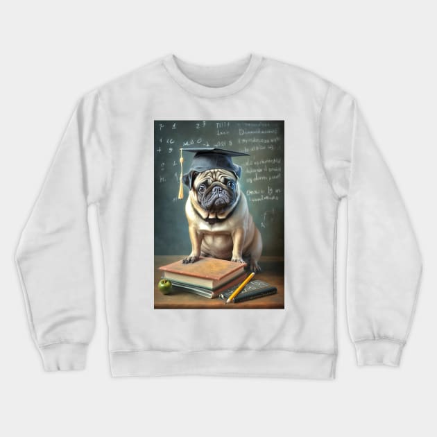 Pug Dog Graduation Card Crewneck Sweatshirt by candiscamera